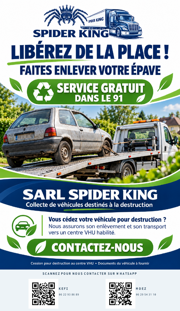 Affiche SPIDER KING : une voiture ancienne chargée sur un camion de dépannage